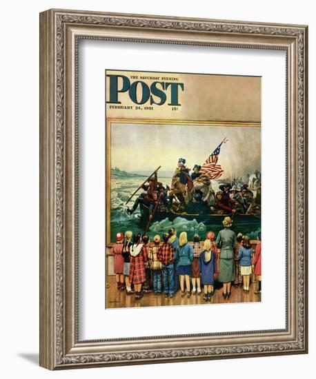 "Washington Crossing the Delaware" Saturday Evening Post Cover, February 24, 1951-Stevan Dohanos-Framed Giclee Print