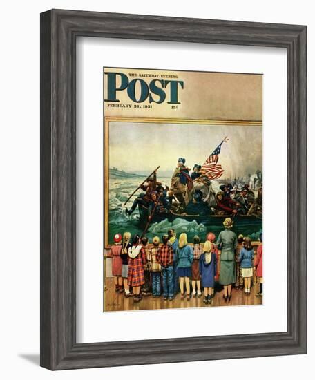 "Washington Crossing the Delaware" Saturday Evening Post Cover, February 24, 1951-Stevan Dohanos-Framed Giclee Print