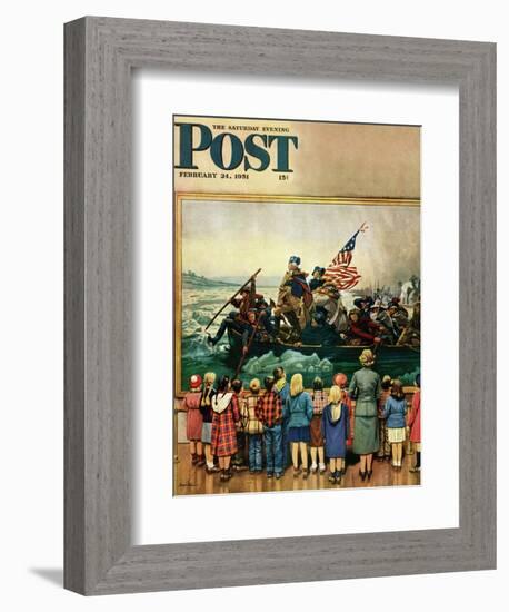 "Washington Crossing the Delaware" Saturday Evening Post Cover, February 24, 1951-Stevan Dohanos-Framed Giclee Print