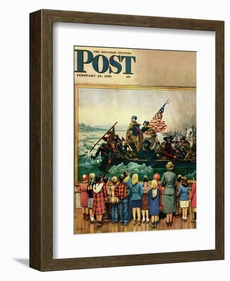 "Washington Crossing the Delaware" Saturday Evening Post Cover, February 24, 1951-Stevan Dohanos-Framed Giclee Print