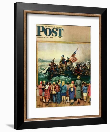 "Washington Crossing the Delaware" Saturday Evening Post Cover, February 24, 1951-Stevan Dohanos-Framed Giclee Print