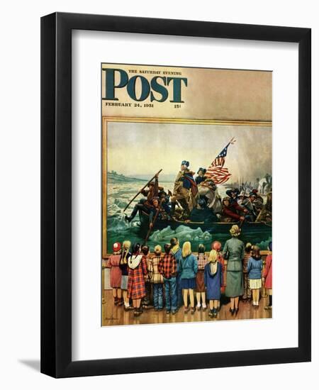 "Washington Crossing the Delaware" Saturday Evening Post Cover, February 24, 1951-Stevan Dohanos-Framed Giclee Print