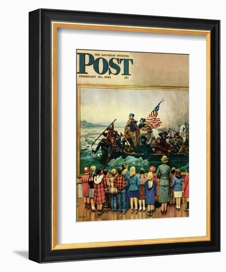 "Washington Crossing the Delaware" Saturday Evening Post Cover, February 24, 1951-Stevan Dohanos-Framed Giclee Print