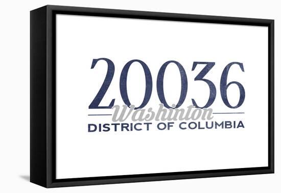 Washington D.C. - 20036 Zip Code (Blue)-Lantern Press-Framed Stretched Canvas