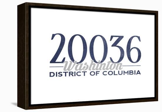 Washington D.C. - 20036 Zip Code (Blue)-Lantern Press-Framed Stretched Canvas