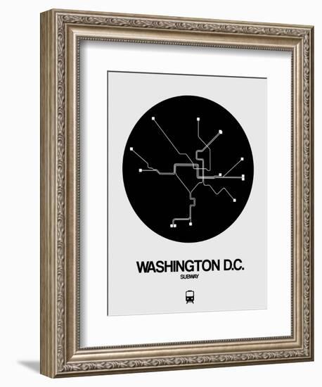 Washington D.C. Black Subway Map-NaxArt-Framed Art Print