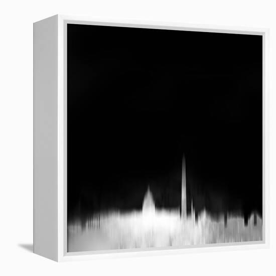 Washington, D.C. City Skyline - White-NaxArt-Framed Stretched Canvas