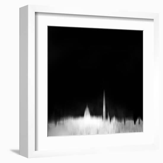 Washington, D.C. City Skyline - White-NaxArt-Framed Art Print