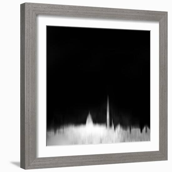 Washington, D.C. City Skyline - White-NaxArt-Framed Art Print