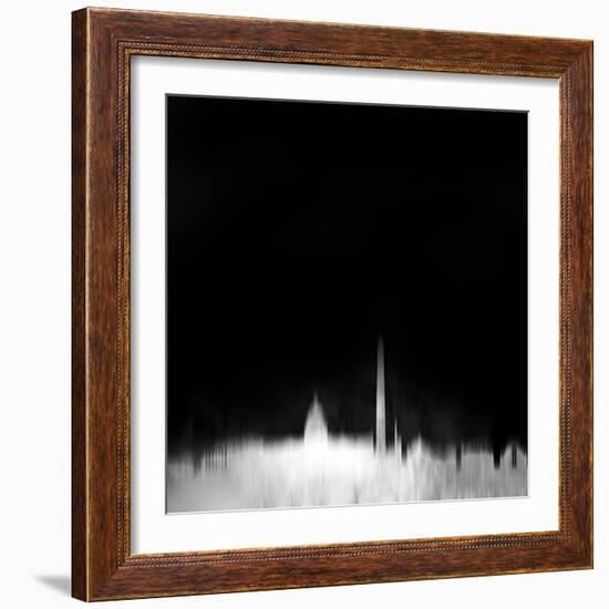 Washington, D.C. City Skyline - White-NaxArt-Framed Art Print