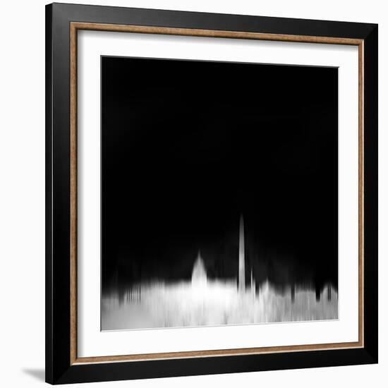 Washington, D.C. City Skyline - White-NaxArt-Framed Art Print