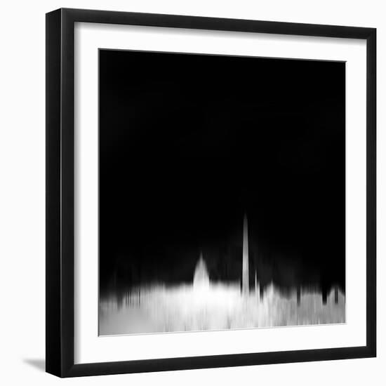 Washington, D.C. City Skyline - White-NaxArt-Framed Art Print