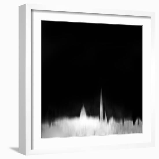 Washington, D.C. City Skyline - White-NaxArt-Framed Art Print