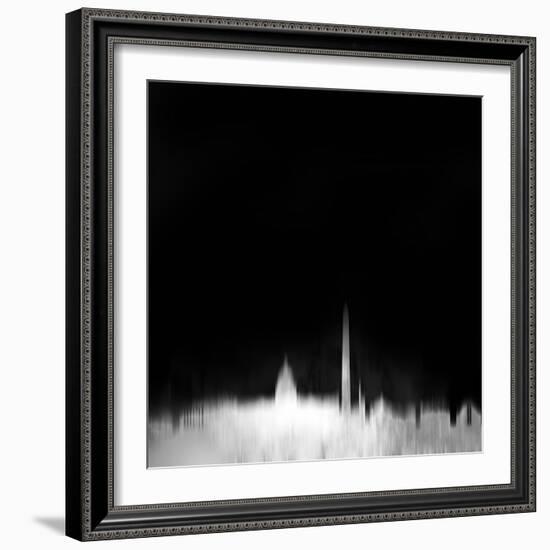 Washington, D.C. City Skyline - White-NaxArt-Framed Art Print