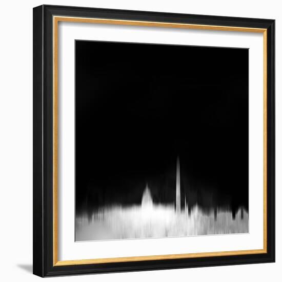 Washington, D.C. City Skyline - White-NaxArt-Framed Art Print