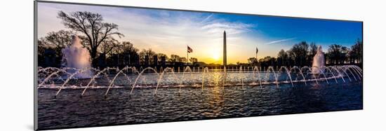 Washington D.C. - Fountains and World War II Memorial at Sunrise, Washington D.C.-null-Mounted Photographic Print