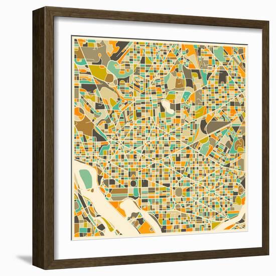 Washington D.C. Map-Jazzberry Blue-Framed Art Print