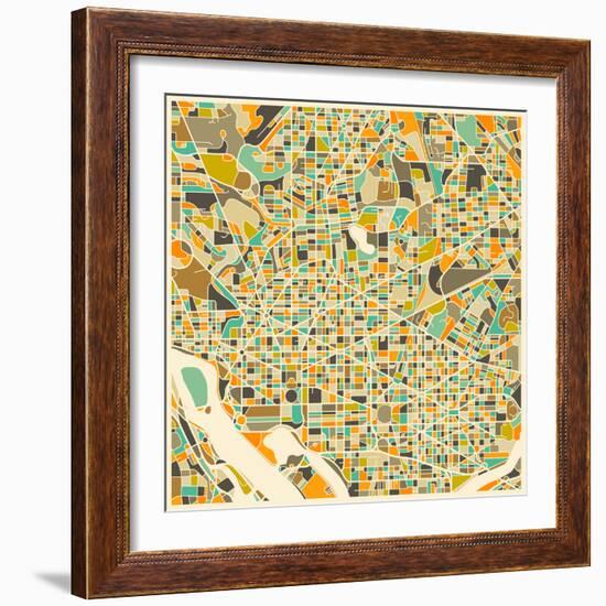 Washington D.C. Map-Jazzberry Blue-Framed Art Print