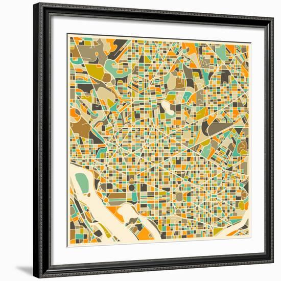 Washington D.C. Map-Jazzberry Blue-Framed Art Print