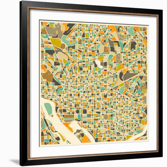 Washington D.C. Map-Jazzberry Blue-Framed Art Print