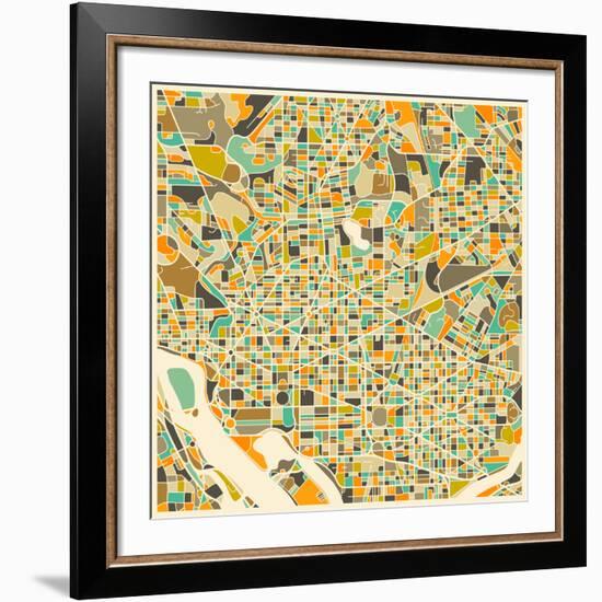 Washington D.C. Map-Jazzberry Blue-Framed Art Print