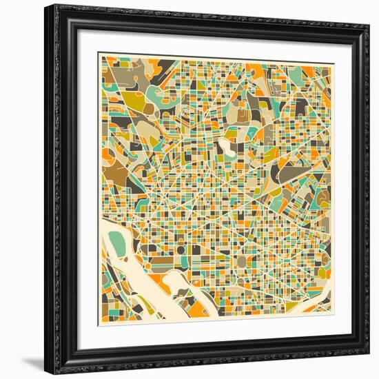 Washington D.C. Map-Jazzberry Blue-Framed Art Print