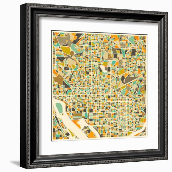 Washington D.C. Map-Jazzberry Blue-Framed Art Print