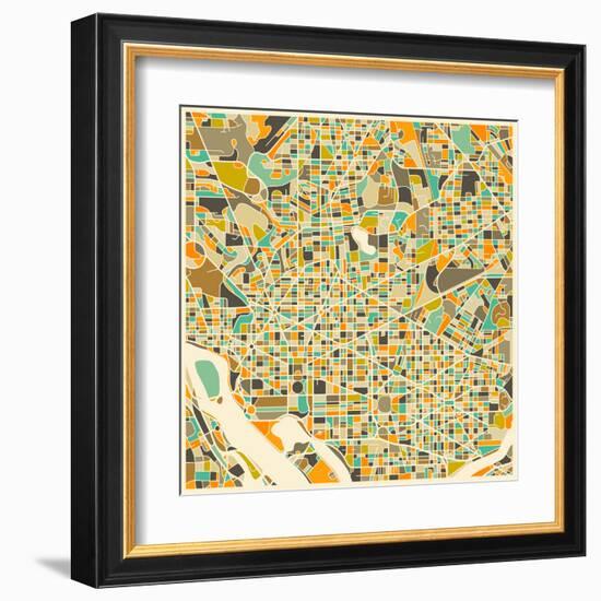 Washington D.C. Map-Jazzberry Blue-Framed Art Print