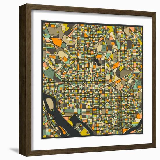 Washington D.C. Map-Jazzberry Blue-Framed Art Print