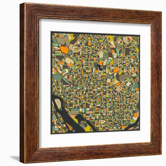 Washington D.C. Map-Jazzberry Blue-Framed Art Print