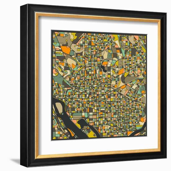 Washington D.C. Map-Jazzberry Blue-Framed Art Print