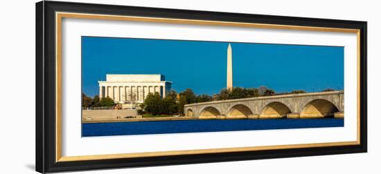 WASHINGTON D.C. - Memorial Bridge spans Potomac River and features Lincoln Memorial and Washingt...-null-Framed Photographic Print
