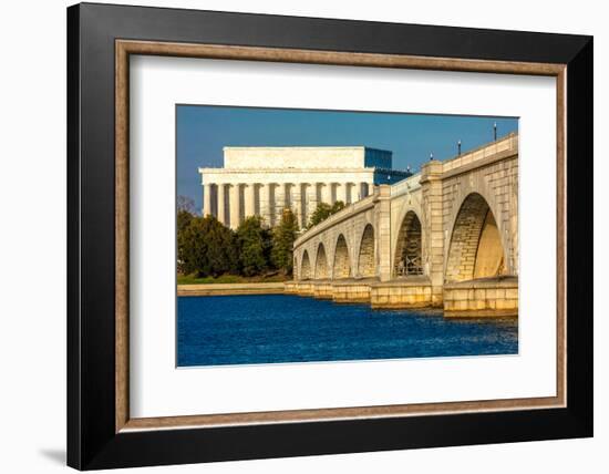 WASHINGTON D.C. - Memorial Bridge spans Potomac River and features Lincoln Memorial-null-Framed Photographic Print