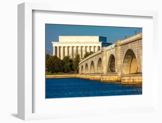 WASHINGTON D.C. - Memorial Bridge spans Potomac River and features Lincoln Memorial-null-Framed Photographic Print