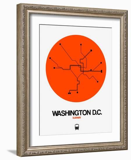 Washington D.C. Orange Subway Map-NaxArt-Framed Art Print