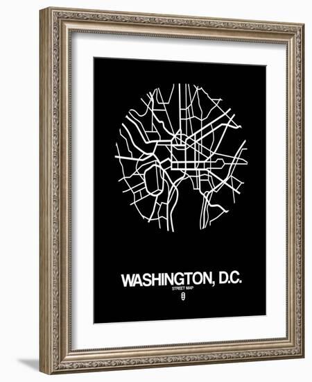 Washington, D.C. Street Map Black-NaxArt-Framed Art Print