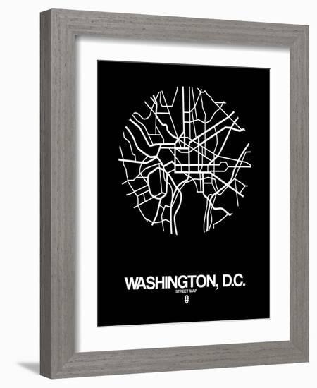 Washington, D.C. Street Map Black-NaxArt-Framed Art Print