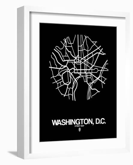 Washington, D.C. Street Map Black-NaxArt-Framed Art Print