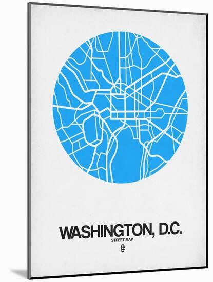 Washington, D.C. Street Map Blue-NaxArt-Mounted Art Print