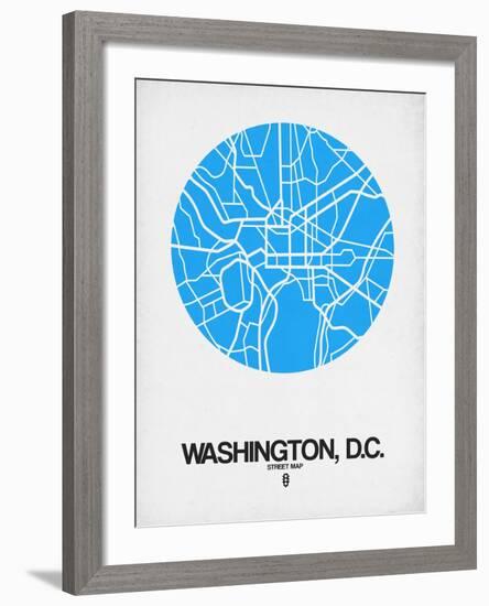 Washington, D.C. Street Map Blue-NaxArt-Framed Art Print