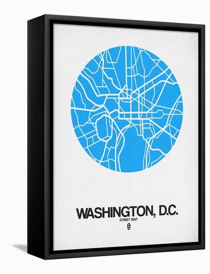 Washington, D.C. Street Map Blue-NaxArt-Framed Stretched Canvas