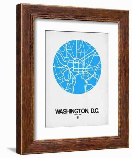 Washington, D.C. Street Map Blue-NaxArt-Framed Art Print