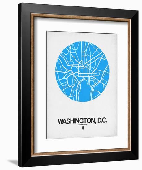 Washington, D.C. Street Map Blue-NaxArt-Framed Art Print