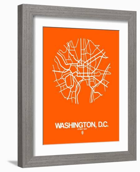 Washington, D.C. Street Map Orange-NaxArt-Framed Art Print