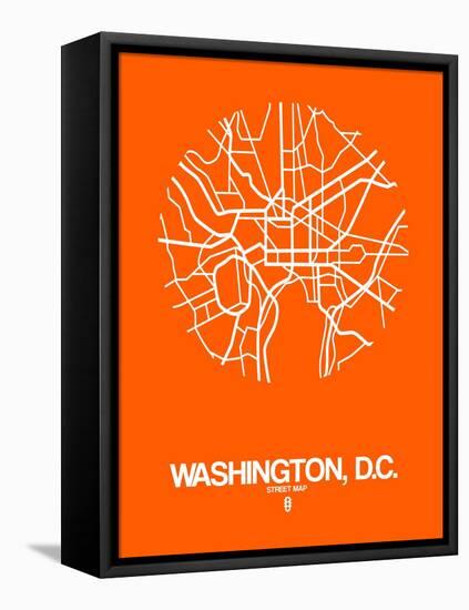 Washington, D.C. Street Map Orange-NaxArt-Framed Stretched Canvas