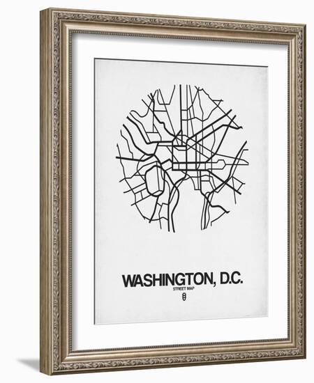 Washington, D.C. Street Map White-NaxArt-Framed Art Print