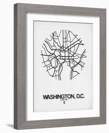 Washington, D.C. Street Map White-NaxArt-Framed Art Print