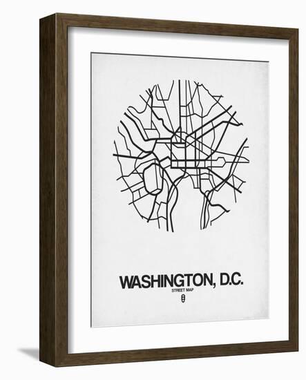 Washington, D.C. Street Map White-NaxArt-Framed Art Print