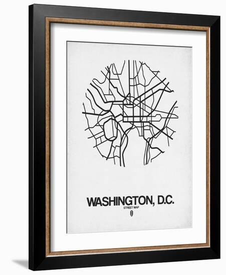 Washington, D.C. Street Map White-NaxArt-Framed Art Print