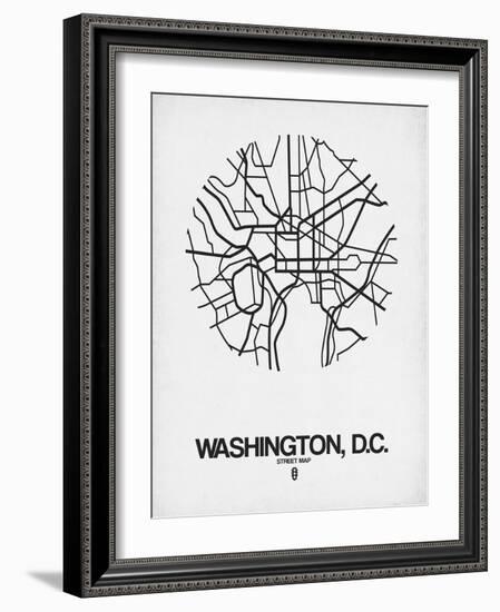 Washington, D.C. Street Map White-NaxArt-Framed Art Print